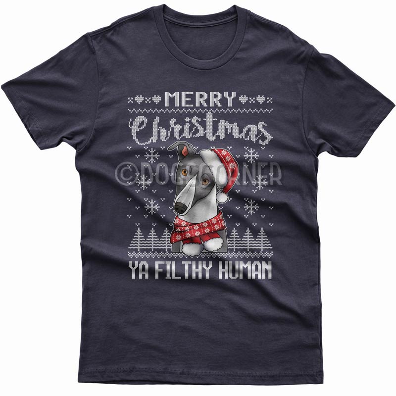 Merry Christmas you filthy human T-shirt (Greyhound)