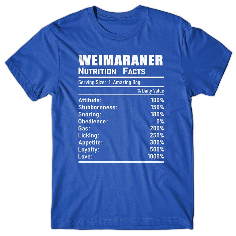 Weimaraner Nutrition Facts T-shirt