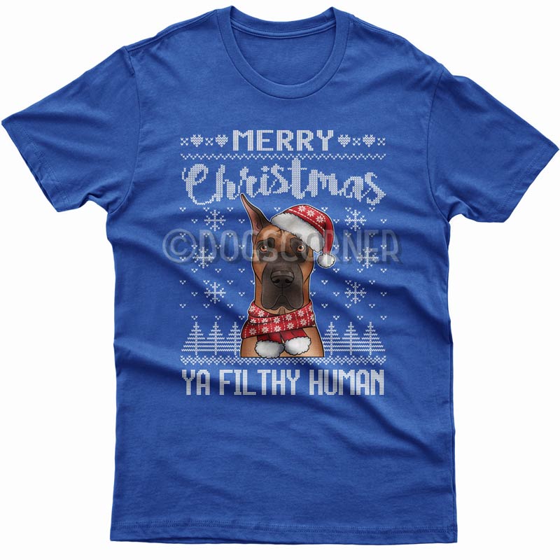 Merry Christmas you filthy human T-shirt (Great Dane)